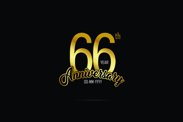 Obraz premium 66 year anniversary celebration logotype. anniversary logo with golden color isolated on black background - Vector
