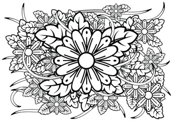 Vintage frame. Doodle of blossom. Nature vector floral border illustration.