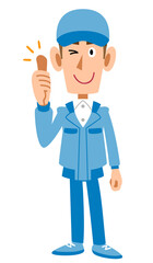 作業着の男性　評価　良い
