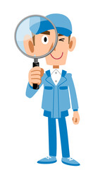 作業着の男性　調査　確認
