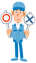 作業着の男性　問題　クイズ
