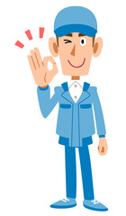 作業着の男性　承認　良い
