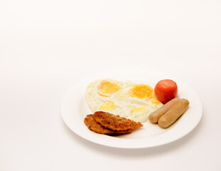 Delicious breakfast shot isolated against a white background. 