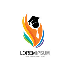 education logo design vector, fire and human symbol, Student logotype