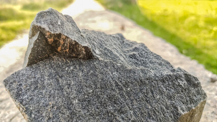 selective focus on a stone having rough surface