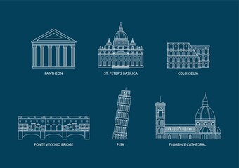 set of italy monuments
