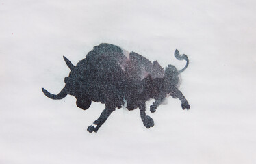Bull watercolor isolated illustration, traditional style painting