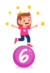 happy cute little kid study math number