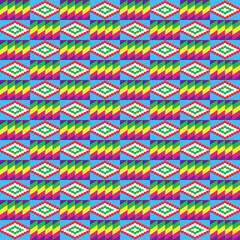 Colorful Kente Cloth Seamless Pattern - Beautiful Kente cloth repeating pattern design