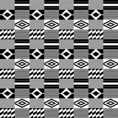 Black and White Kente Cloth Seamless Pattern - Beautiful Kente cloth repeating pattern design	