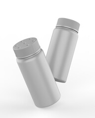 Blank cosmetic talc powder plastic container bottle with Sifter Cap packaging, 3d render illustration.