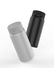 Blank cosmetic talc powder plastic container bottle with Sifter Cap packaging, 3d render illustration.