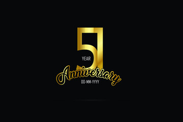 51 years anniversary celebration logotype. anniversary logo with golden color isolated on black background - Vector