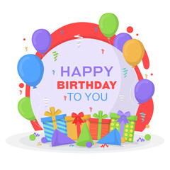 Happy Birthday Celebration Party Balloon Gift Banner Greeting Card