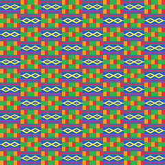 Fototapeta premium Colorful Kente Cloth Seamless Pattern - Beautiful Kente cloth repeating pattern design