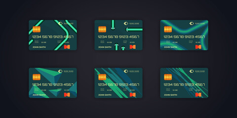 Set of abstract credit card design template background with editable text.