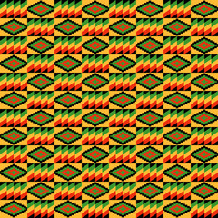 Kente Cloth Seamless Pattern - Colorful kente style fabric design for Kwanzaa - 359586461