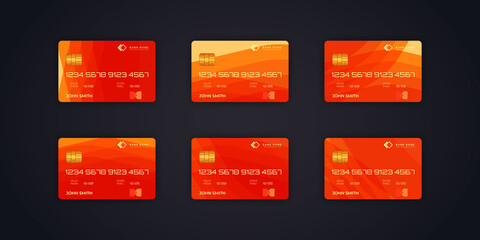 Set of abstract credit card design template background with editable text.
