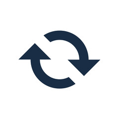 Flat icon of cyclic rotation, recycling recurrence, renewal. Solid style. EPS 10.