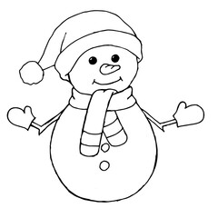 Sketching style snowmen and christmas gift boxes doodles. Hand drawn snowman isolated on a white background.