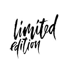 Limited edition. Ink handwritten lettering. Modern dry brush calligraphy. Typography poster design. Vector illustration.