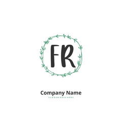 F R FR Initial handwriting and signature logo design with circle. Beautiful design handwritten logo for fashion, team, wedding, luxury logo.