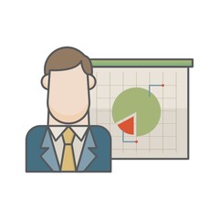 businessman and pie chart