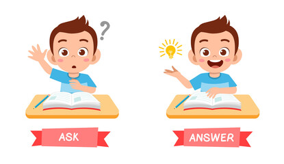 cute example of opposite word antonym for kid