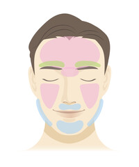 男性の顔　脱毛部分イラストセット