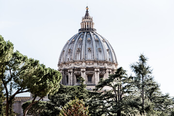 View of the Saint Peter Cathedral dome, Rome
