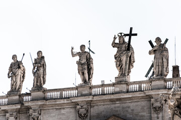 View of the sculptures of Saint Peter Cathedral, Rome