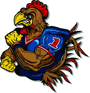 Muscular Gamecock Football Mascot For School, College Or League