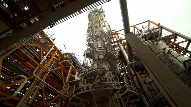 Construction of gas refinery pipes and flares