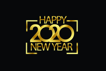 2020 happy new year anniversary celebration logotype logo with golden and light white color isolated on black background, vector design for celebration, invitation and greeting card-Vector