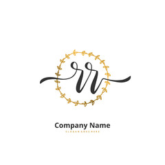 R RR Initial handwriting and signature logo design with circle. Beautiful design handwritten logo for fashion, team, wedding, luxury logo.