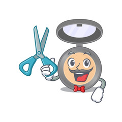 Highlighter talented barber cartoon character design working in the barbershop