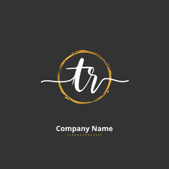 T R TR Initial handwriting and signature logo design with circle. Beautiful design handwritten logo for fashion, team, wedding, luxury logo.