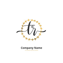 T R TR Initial handwriting and signature logo design with circle. Beautiful design handwritten logo for fashion, team, wedding, luxury logo.
