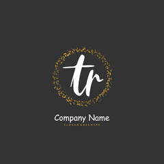 T R TR Initial handwriting and signature logo design with circle. Beautiful design handwritten logo for fashion, team, wedding, luxury logo.
