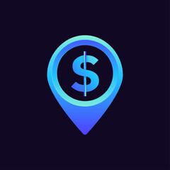 creative and modern money and pin location logo template design vector. for money changer, website, application or design asset.