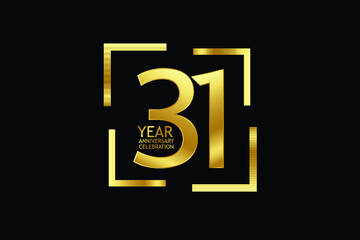 31 year anniversary celebration logotype. anniversary logo with golden and light white color isolated on black background, vector design for celebration, invitation and greeting card-Vector