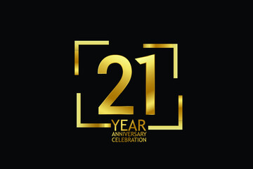 21 year anniversary celebration logotype. anniversary logo with golden and light white color isolated on black background, vector design for celebration, invitation and greeting card-Vector