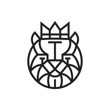 Simple tiger head logo design. Vector illustration in line art style