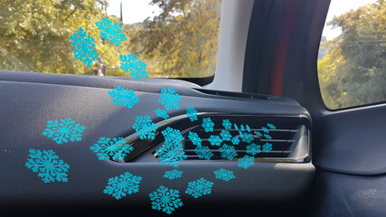 car air conductors aircondition snow flakes snowflakes cooling  road travel