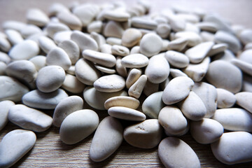 Fototapeta na wymiar White pebbles stone _白小石、川石