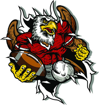 eagle football team mascot ripping through the background for school, college or league