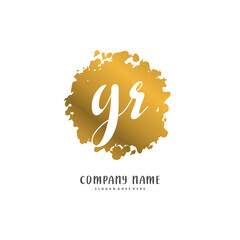 G R GR Initial handwriting and signature logo design with circle. Beautiful design handwritten logo for fashion, team, wedding, luxury logo.