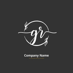 G R GR Initial handwriting and signature logo design with circle. Beautiful design handwritten logo for fashion, team, wedding, luxury logo.