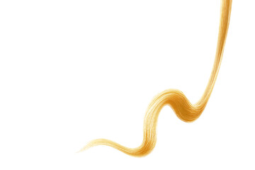 Blond hair on white background, isolated. Thin thread