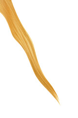 Blond hair on white background, isolated. Thin thread